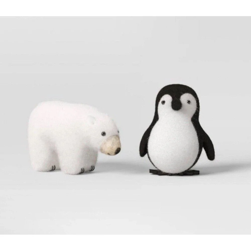 Target Wondershop Christmas Felted WoolPenguin & Polar Bear Figurines Set of 2